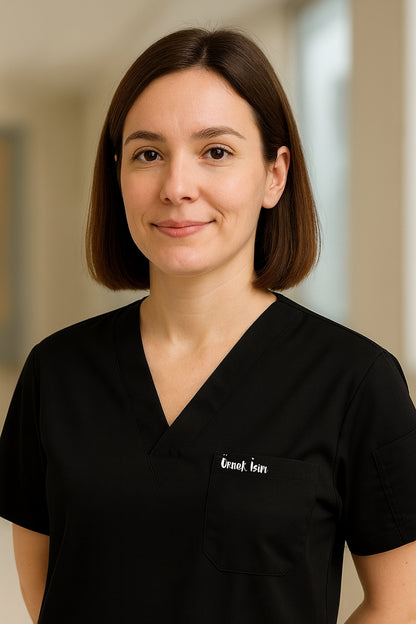 Kişiye Özel İsimli Tek Üst 4 Cepli Scrubs Forma - Siyah