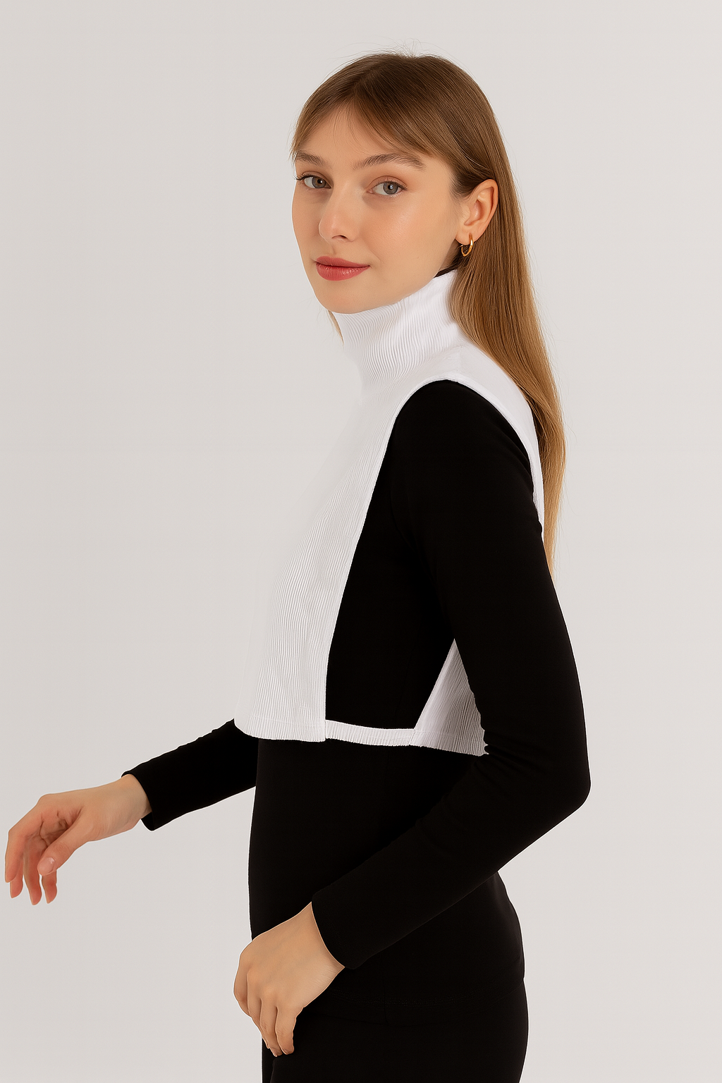 Fully Covered Corduroy Neck Collar - White