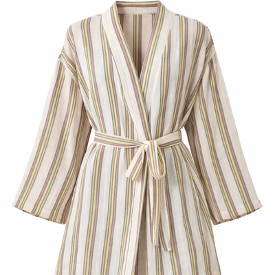 Sarı Çizgili Kuşaklı Kadın Kimono