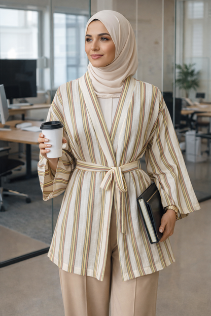 Handwoven Kimono - Green Red