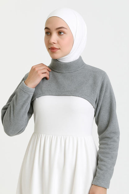 Kışlık Polar Dik Yaka Boyunluklu Kolluk - Gri