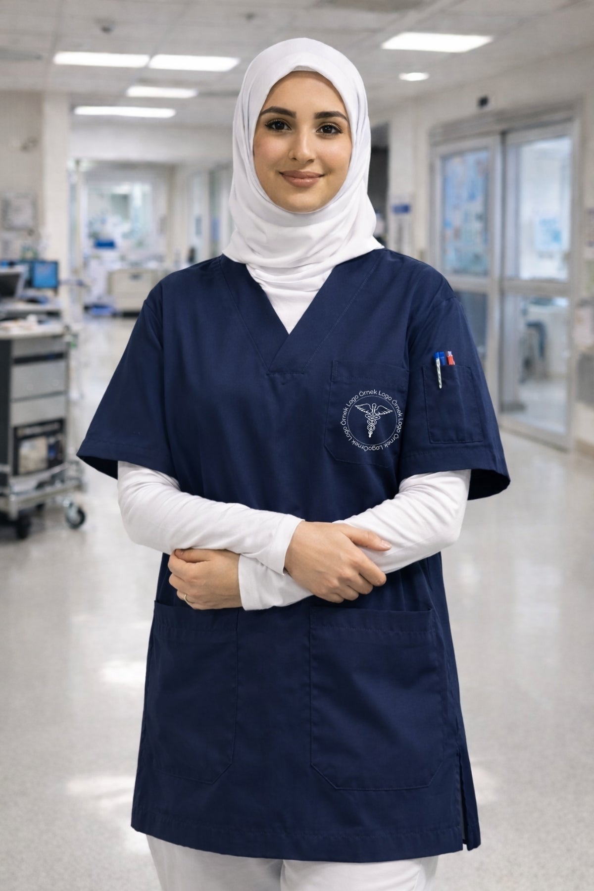 5'li Paket Tek Üst 4 Cepli Scrubs Forma