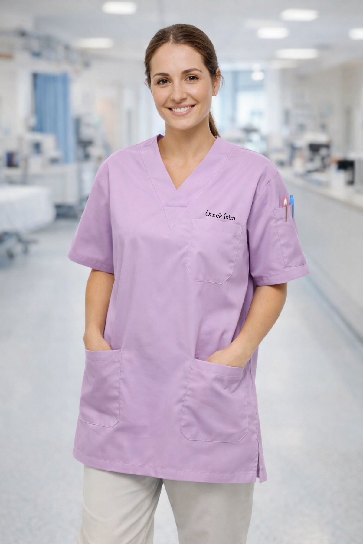 5'li Paket Tek Üst 4 Cepli Scrubs Forma