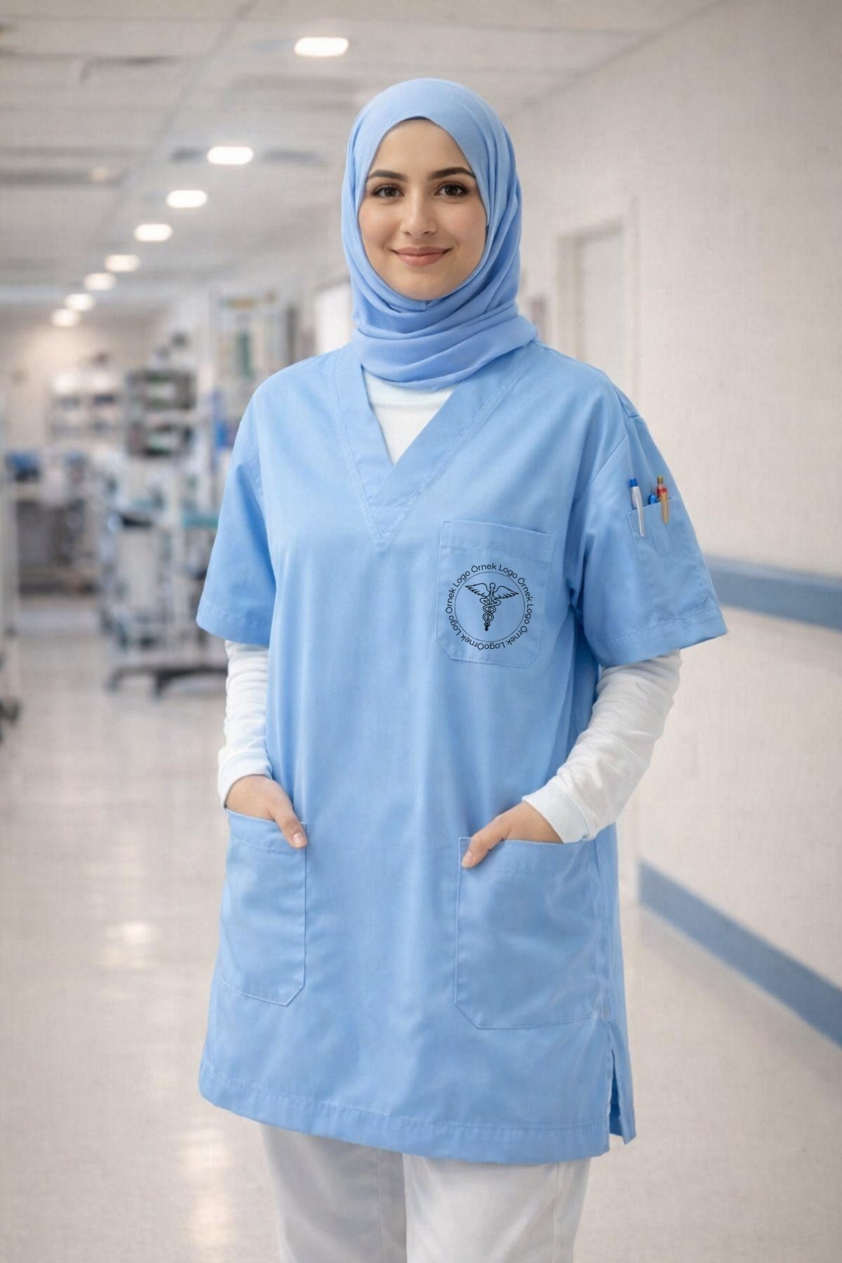 5'li Paket Tek Üst 4 Cepli Scrubs Forma