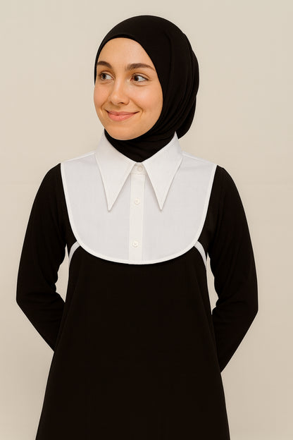 Sivri Yaka Mini Gömlek Yakası - Beyaz