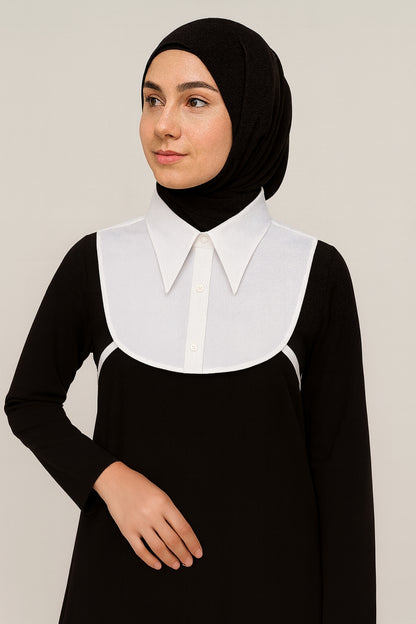 Sivri Yaka Mini Gömlek Yakası - Beyaz