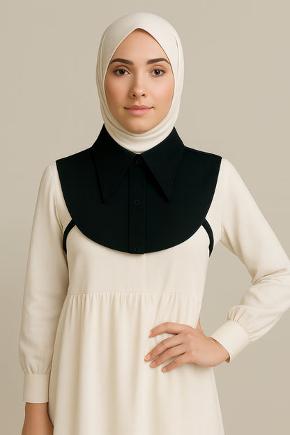 Sivri Yaka Mini Gömlek Yakası - Siyah