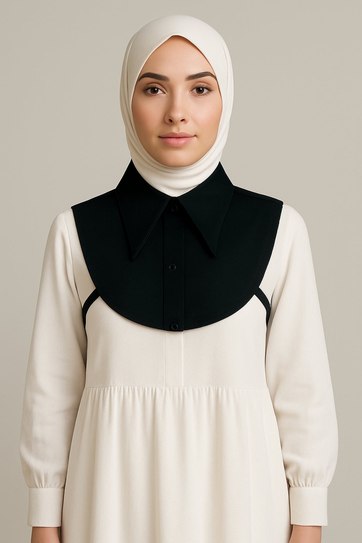 Sivri Yaka Mini Gömlek Yakası - Siyah