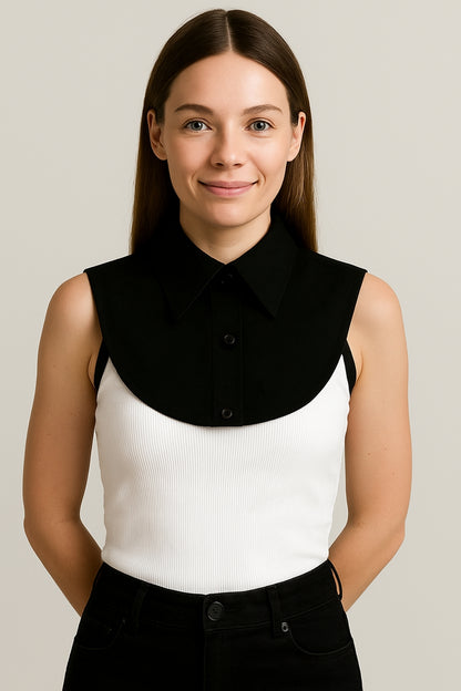 Sivri Yaka Mini Gömlek Yakası - Siyah