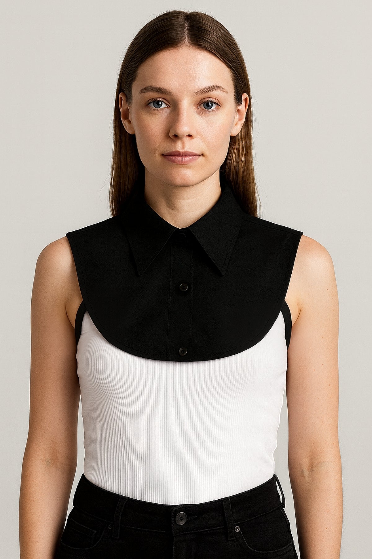 Sivri Yaka Mini Gömlek Yakası - Siyah