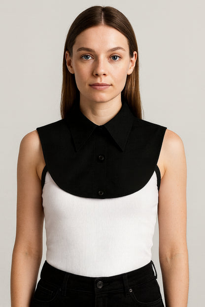 Sivri Yaka Mini Gömlek Yakası - Siyah