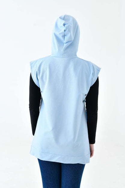 MIRACH Curve Büyük Beden Yanları Düğmeli Süveter Sweat - Bebe Mavi