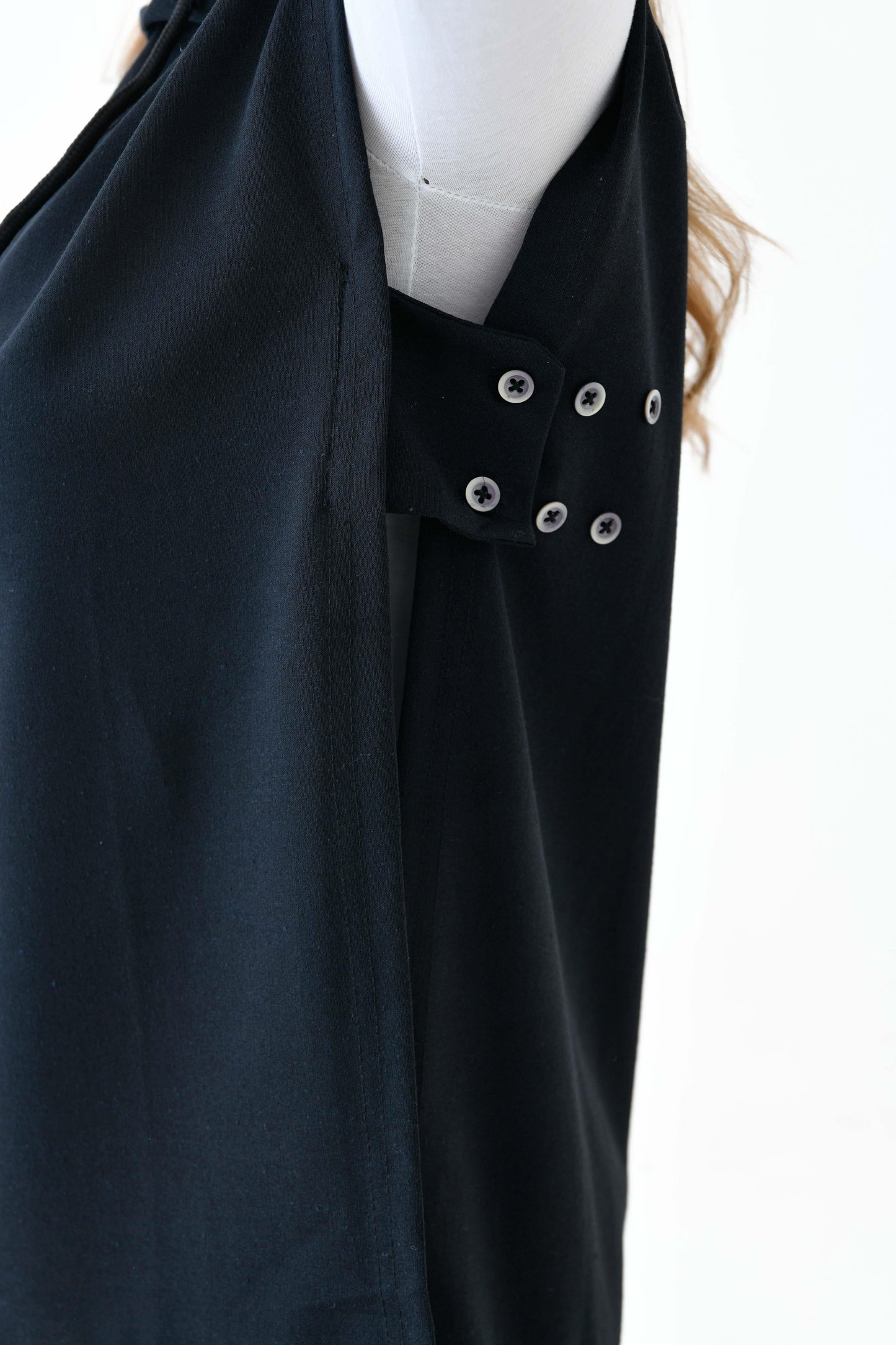 MIRACH Curve Büyük Beden Yanları Düğmeli Süveter Sweat - Siyah