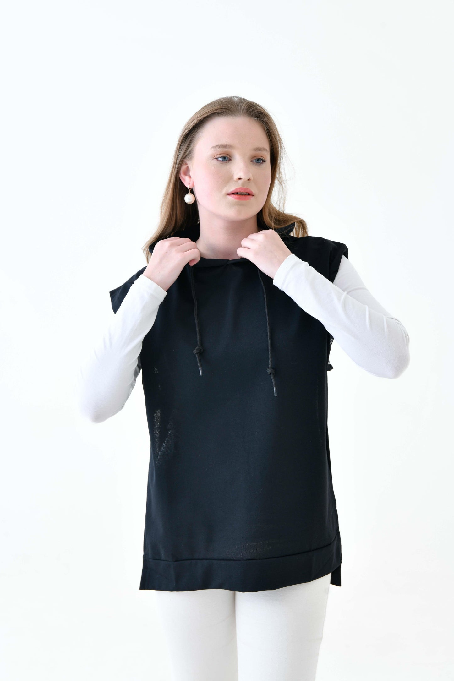 MIRACH Curve Büyük Beden Yanları Düğmeli Süveter Sweat - Siyah