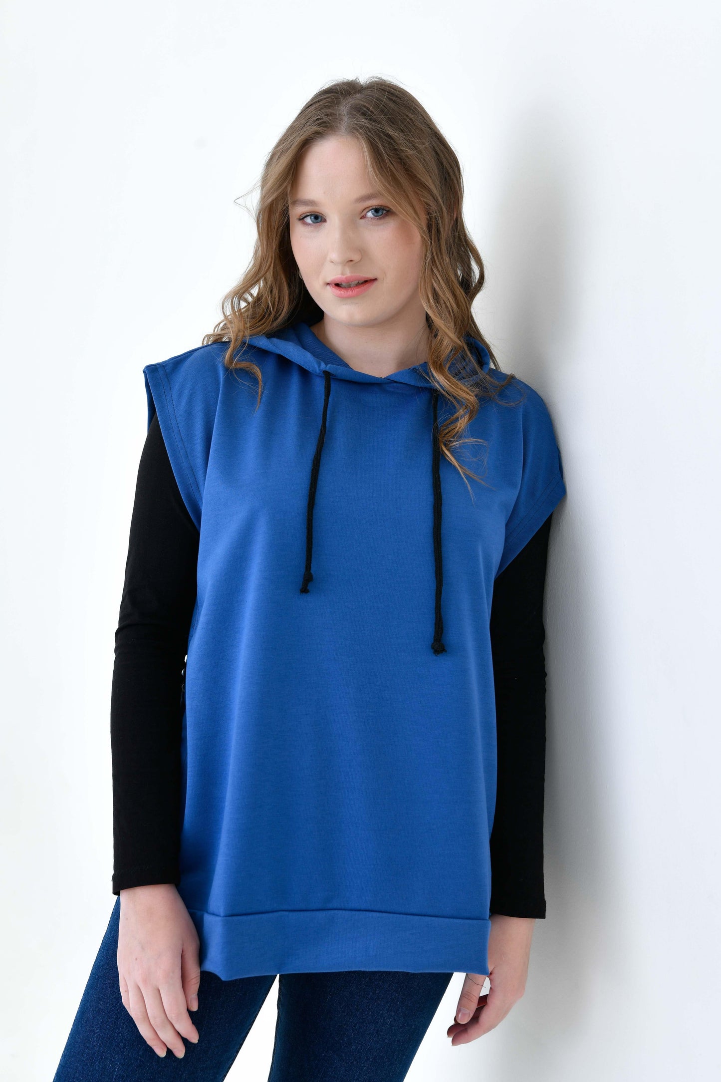 MIRACH Curve Büyük Beden Yanları Düğmeli Süveter Sweat - indigo