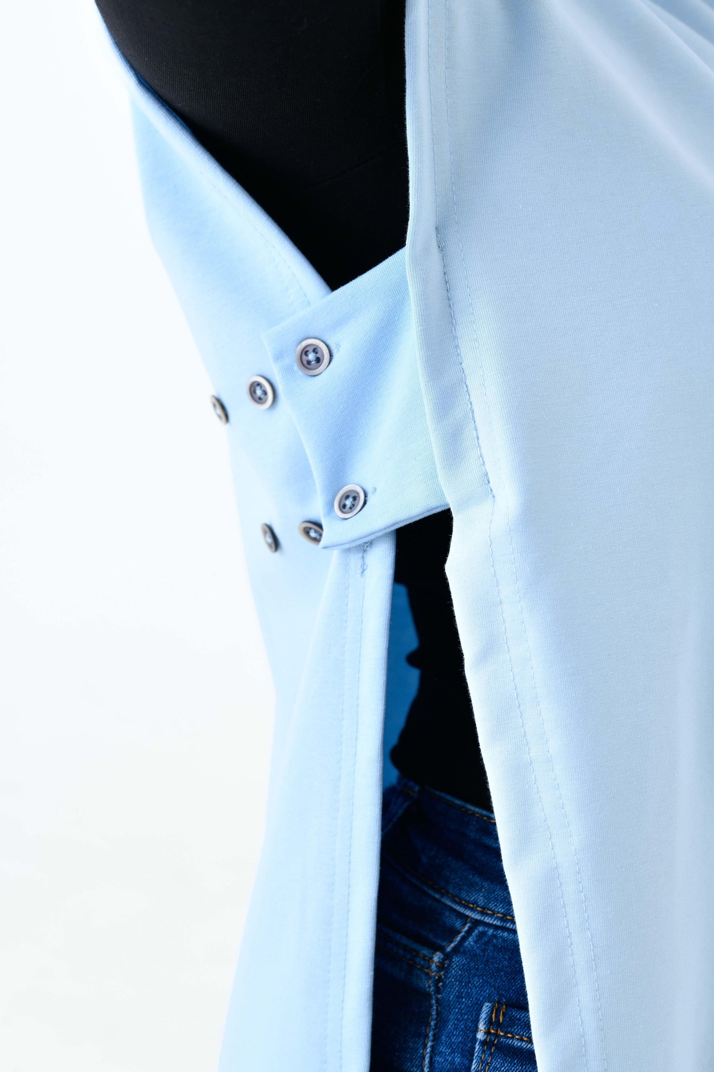 MIRACH Curve Büyük Beden Yanları Düğmeli Süveter Sweat - Bebe Mavi