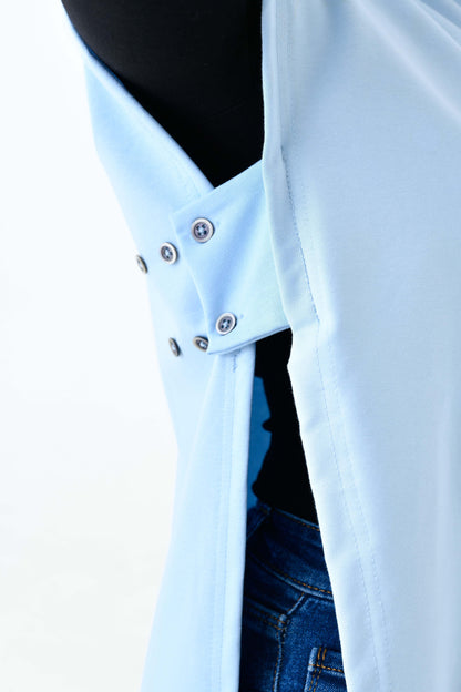 MIRACH Curve Büyük Beden Yanları Düğmeli Süveter Sweat - Bebe Mavi