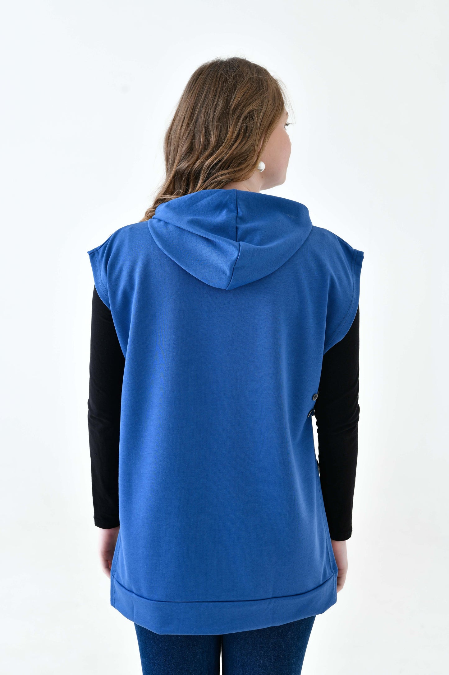 MIRACH Curve Büyük Beden Yanları Düğmeli Süveter Sweat - indigo