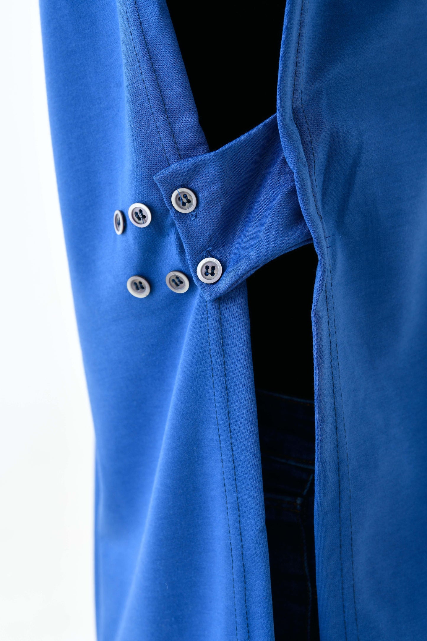 MIRACH Curve Büyük Beden Yanları Düğmeli Süveter Sweat - indigo
