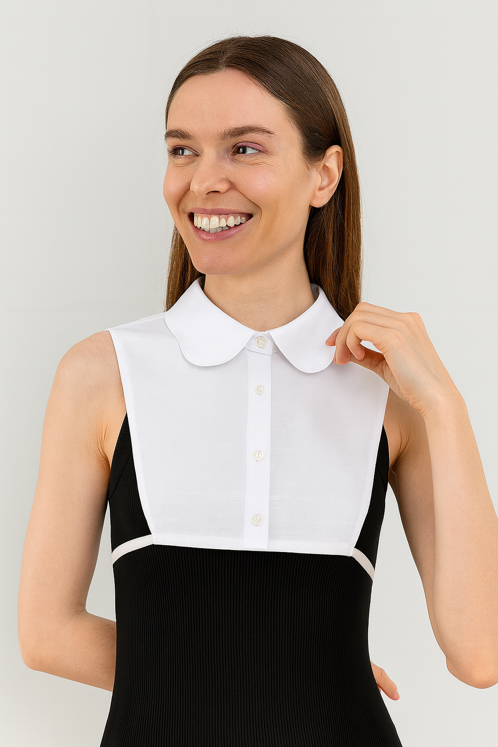 Zarif Papatya Model Gömlek Yakası - Beyaz