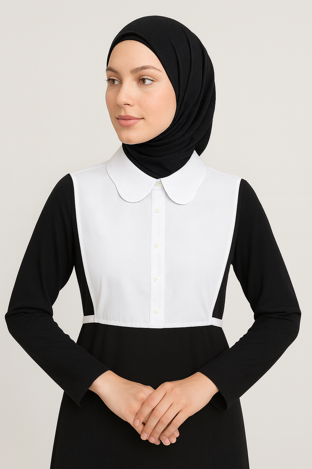 Zarif Papatya Model Gömlek Yakası - Beyaz