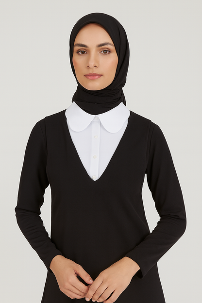 Zarif Papatya Model Gömlek Yakası - Beyaz