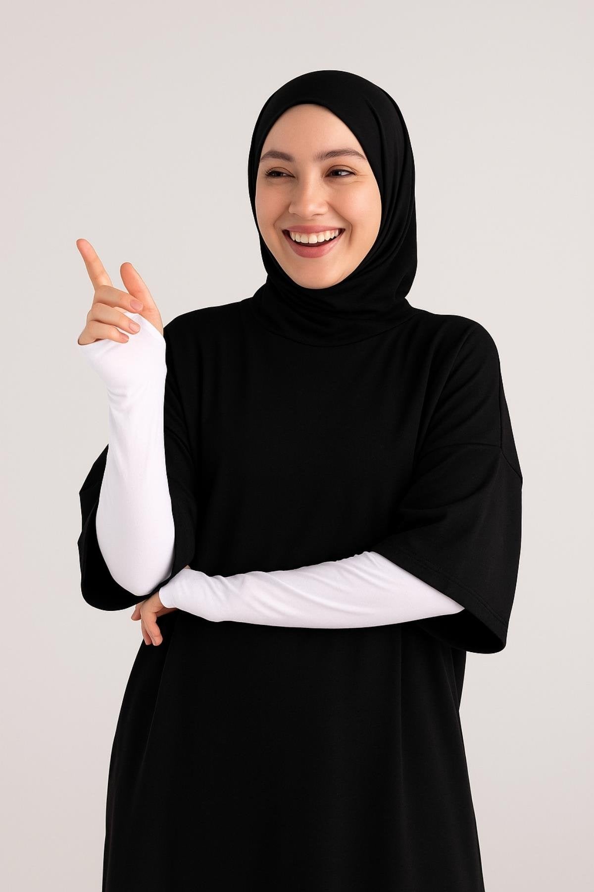 Parmak Detaylı Lastikli Kolluk - Beyaz