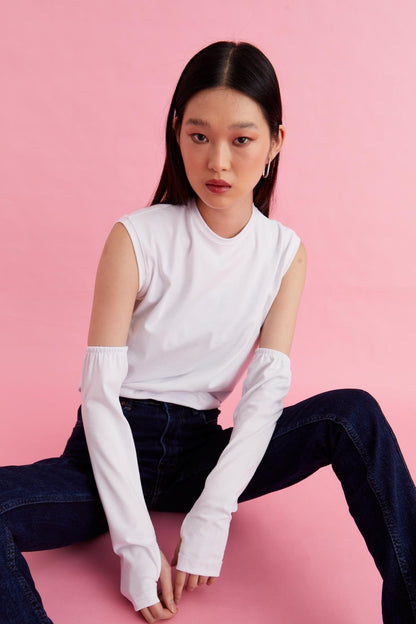 Parmak Detaylı Lastikli Kolluk - Beyaz