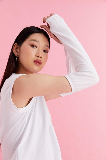 Parmak Detaylı Lastikli Kolluk - Beyaz