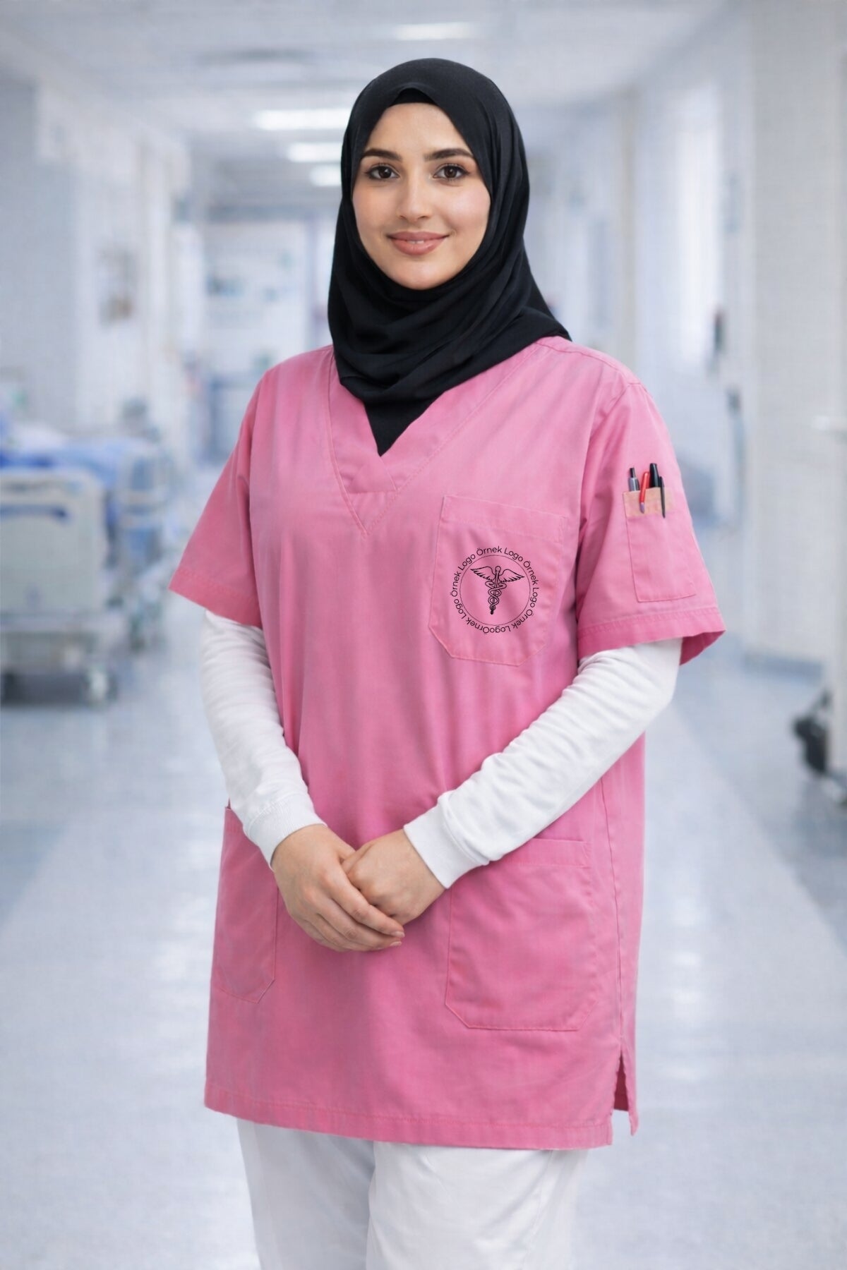 5'li Paket Tek Üst 4 Cepli Scrubs Forma