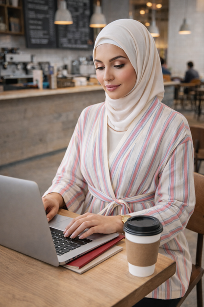 كيمونو منسوج يدويًا - وردي أزرق