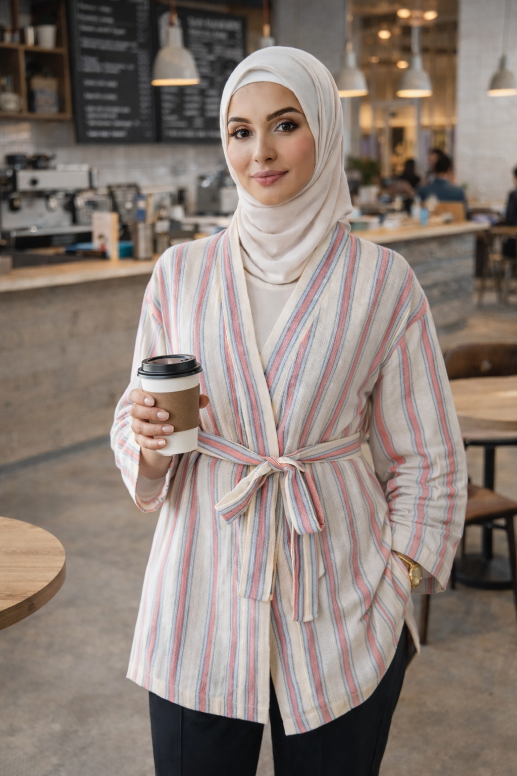 كيمونو منسوج يدويًا - وردي أزرق