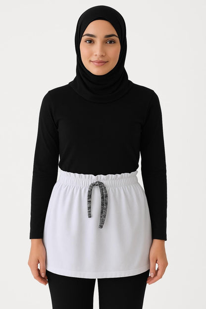 Düğmeli penye etek - Krem | Outlet