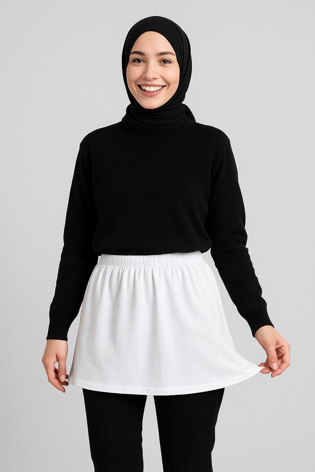 تنورة داخلية بفتحة - بيضاء