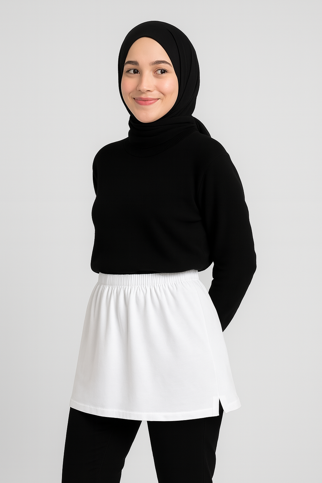 تنورة داخلية بفتحة - بيضاء