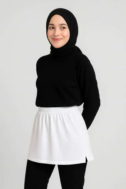 تنورة داخلية بفتحة - بيضاء