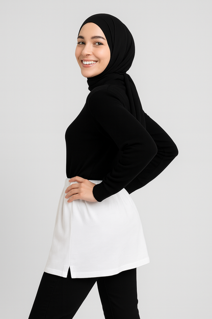 تنورة داخلية بفتحة - بيضاء