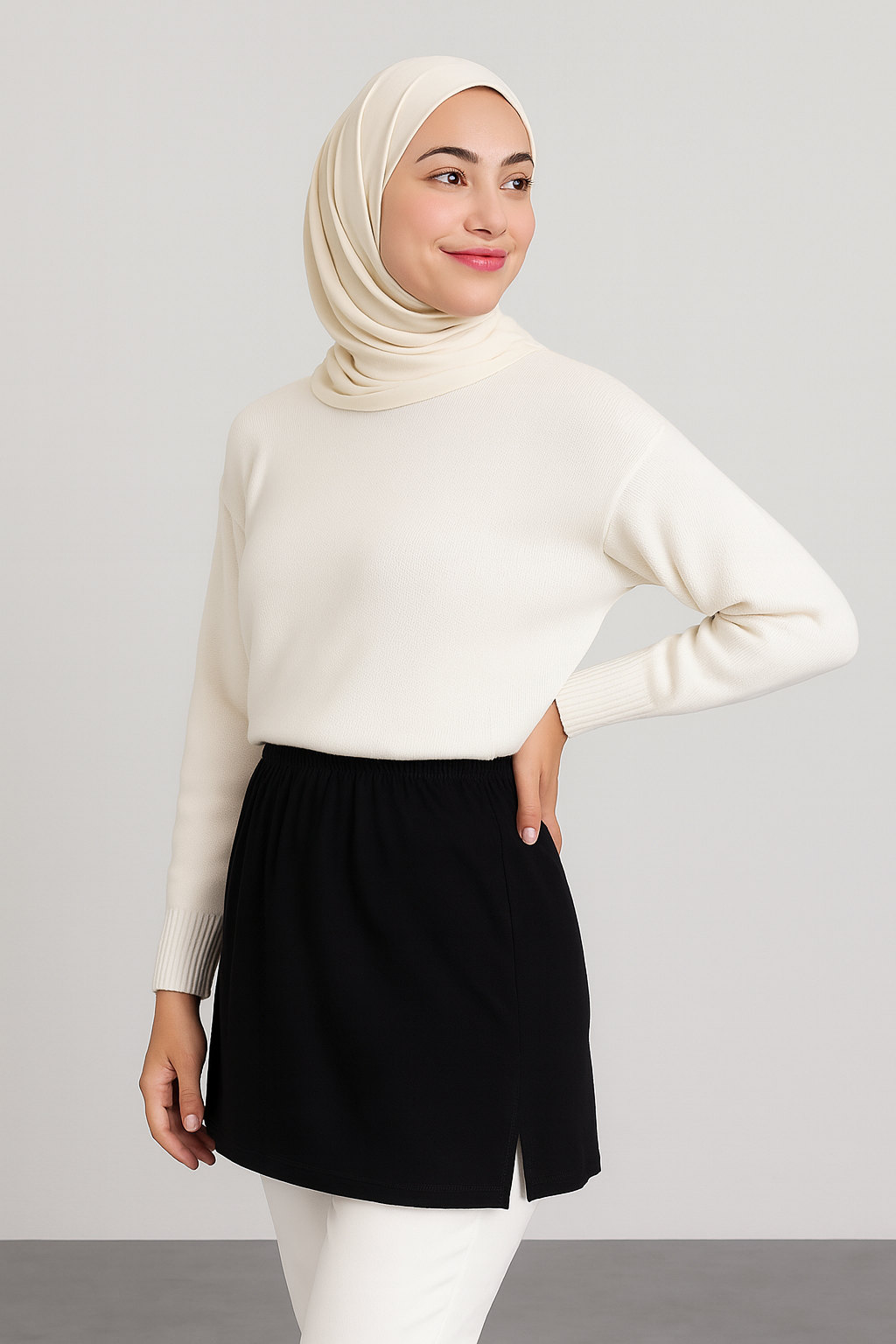 تنورة داخلية بفتحة - سوداء