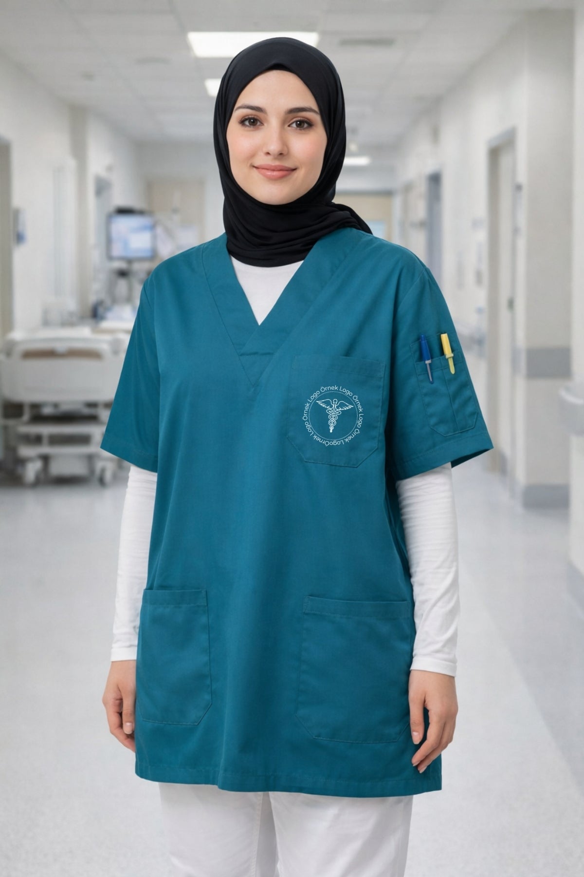 5'li Paket Tek Üst 4 Cepli Scrubs Forma