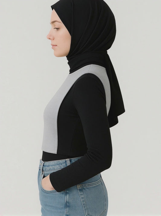 طوق رقبة بدون أكمام بياقة مدورة - رمادي