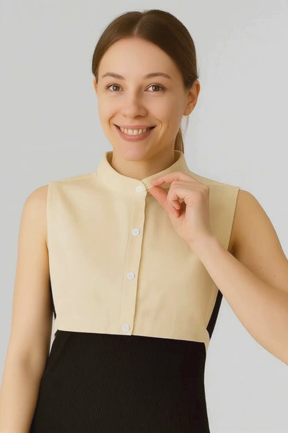 %100 Ham Pamuk Hakim Gömlek Yakası - Krem