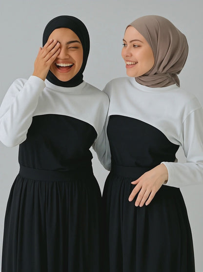 2'li Paket 2 Adet Beyaz Sıfır Yaka Boyunluklu Kolluk