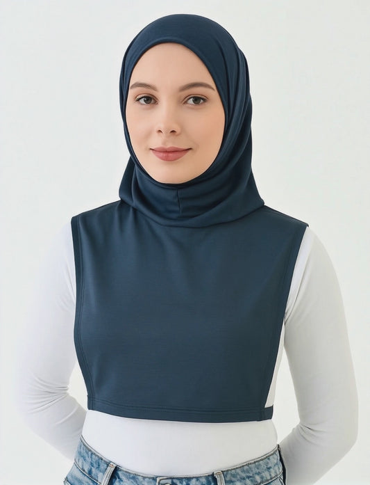 Turtleneck Sleeveless Neck Collar - Navy Blue