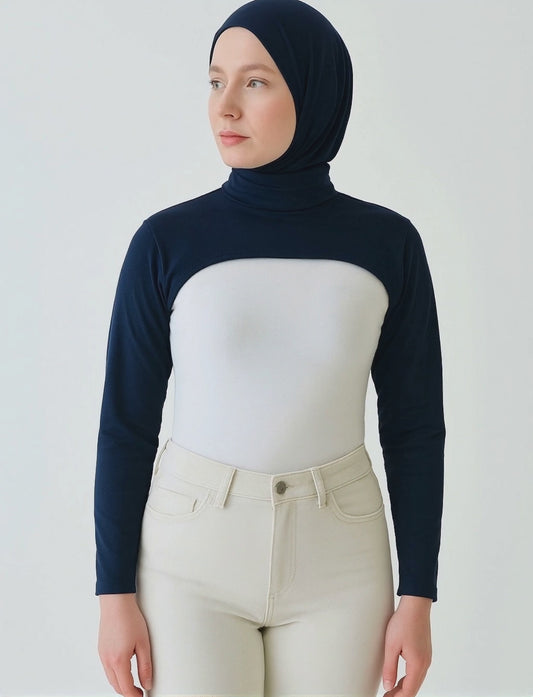 Dik Yaka Boyunluklu Kolluk - Lacivert