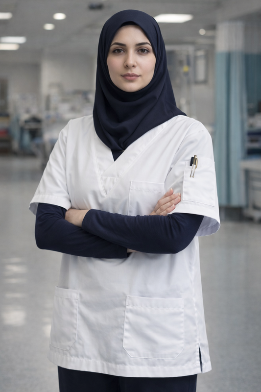 Single Top 4 Pocket Scrubs Jersey - White