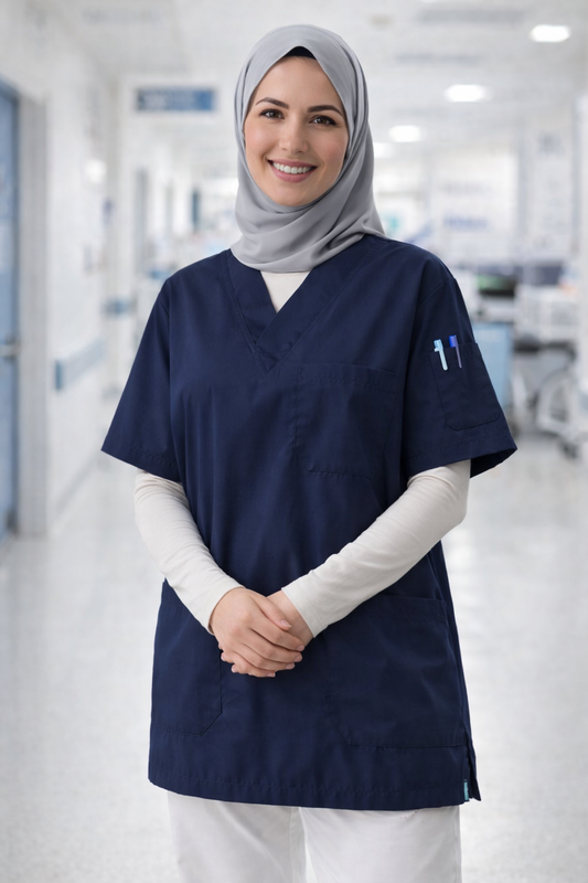Single Top 4-Pocket Scrubs Jersey - Navy Blue