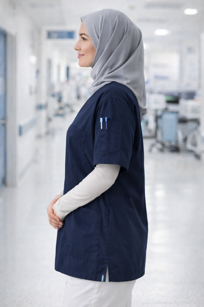 Single Top 4-Pocket Scrubs Jersey - Navy Blue