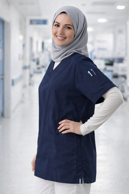 Single Top 4-Pocket Scrubs Jersey - Navy Blue