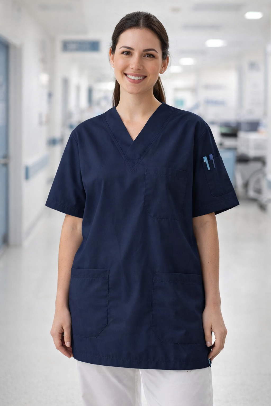 Single Top 4-Pocket Scrubs Jersey - Navy Blue