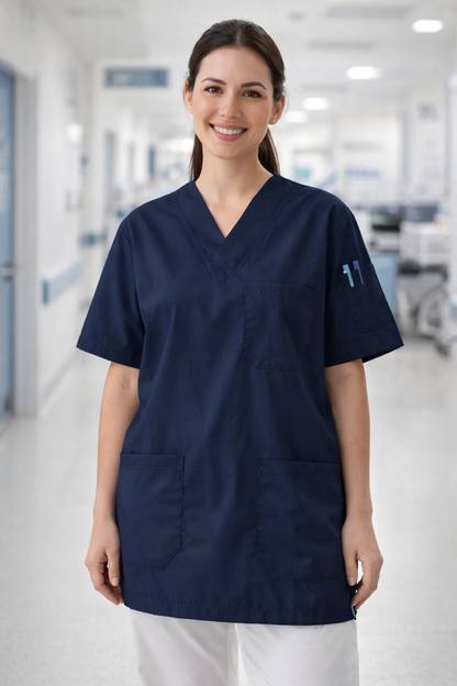 Single Top 4-Pocket Scrubs Jersey - Navy Blue